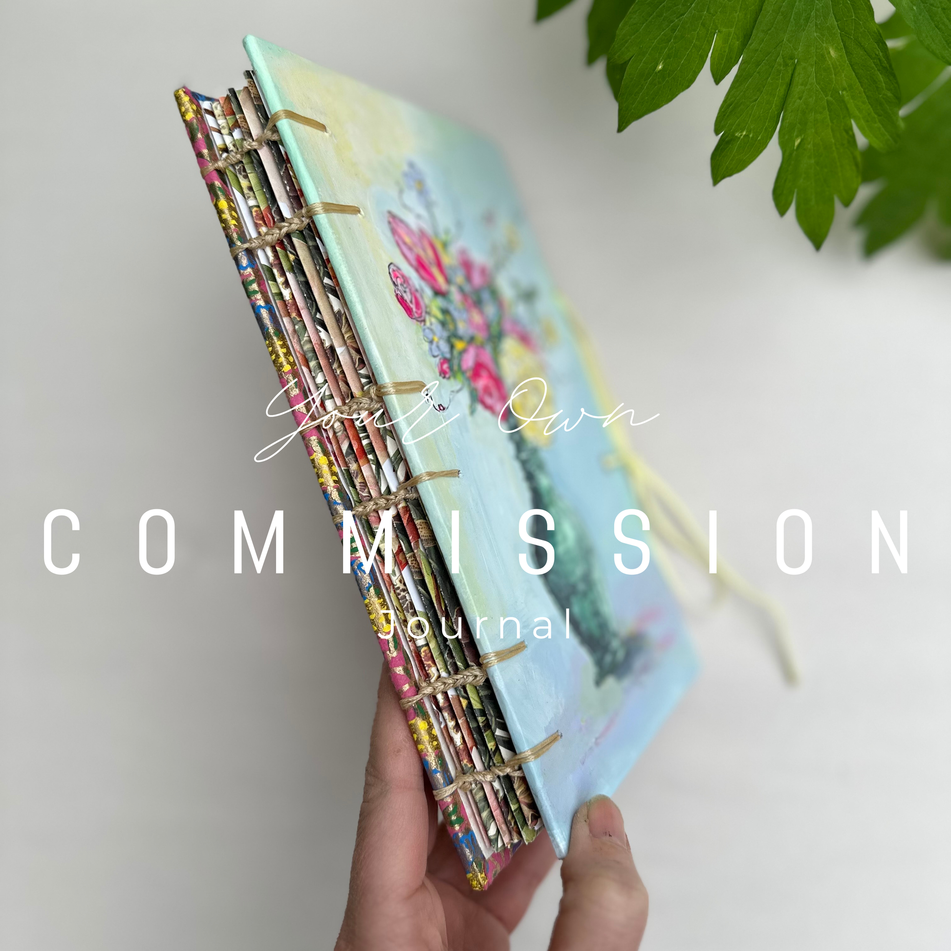 Hand-Painted Coptic Stitch Journal (Custom Commission) - Zinnia Awakens